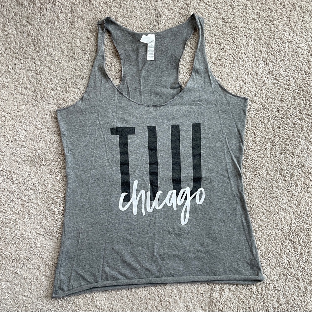 Tone It Up, TIU Chicago, Gray Sleeveless Racerback Tank Top Size Small (XS-S)